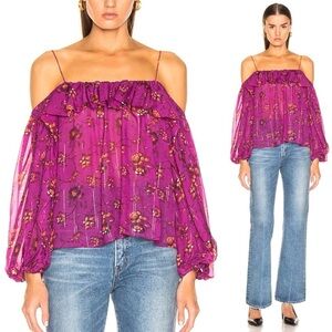 Ulla Johnson Coline Silk Blouse in Fuchsia Sz. 6 - NWT